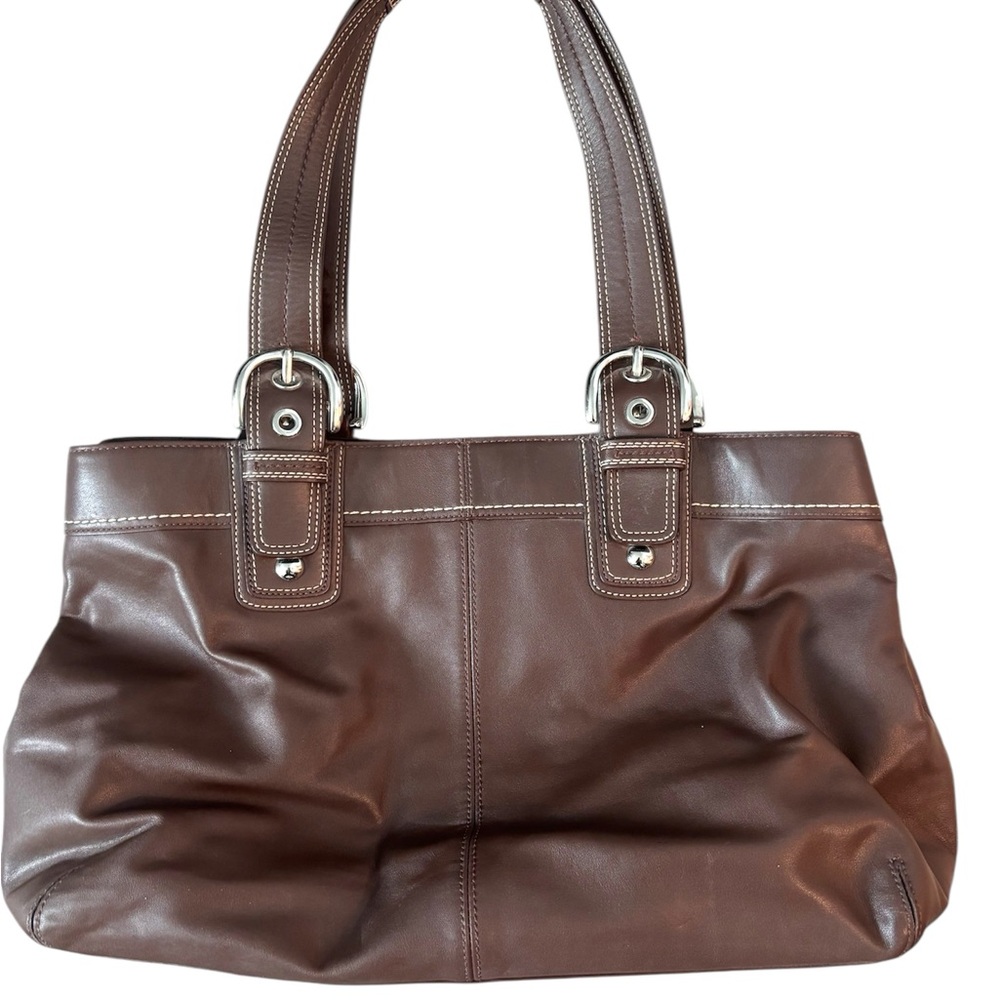 Coach Brown Leather Tote Bag - Picture 2 of 6